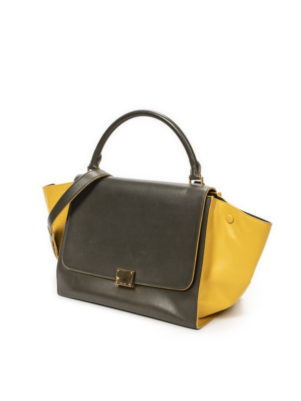 Celine Midi Amtrak Green Yellow Calfskin Leather Messenger - Picture 12 of 15
